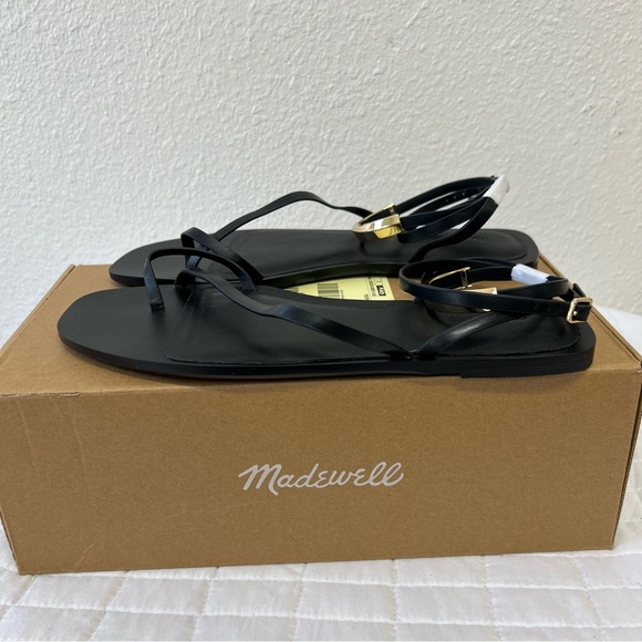 Madewell The Vira Bangle Ankle-Wrap Sandal in Leather in True Black Size 10.5 - Picture 7 of 12